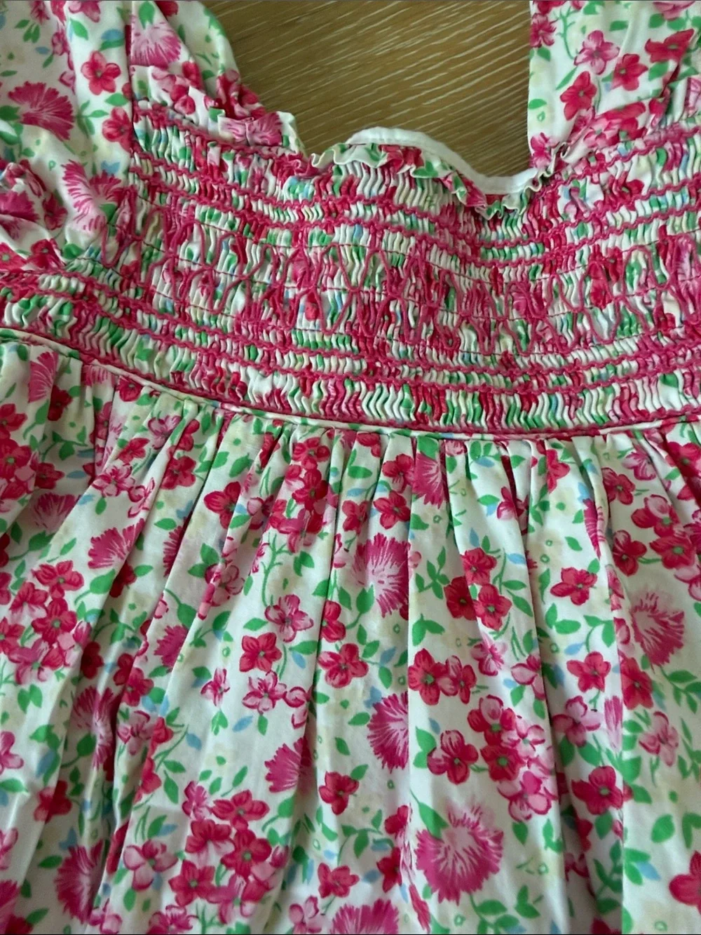 Ralph Lauren Girls Pink Floral Smocked Dress & Bloomers